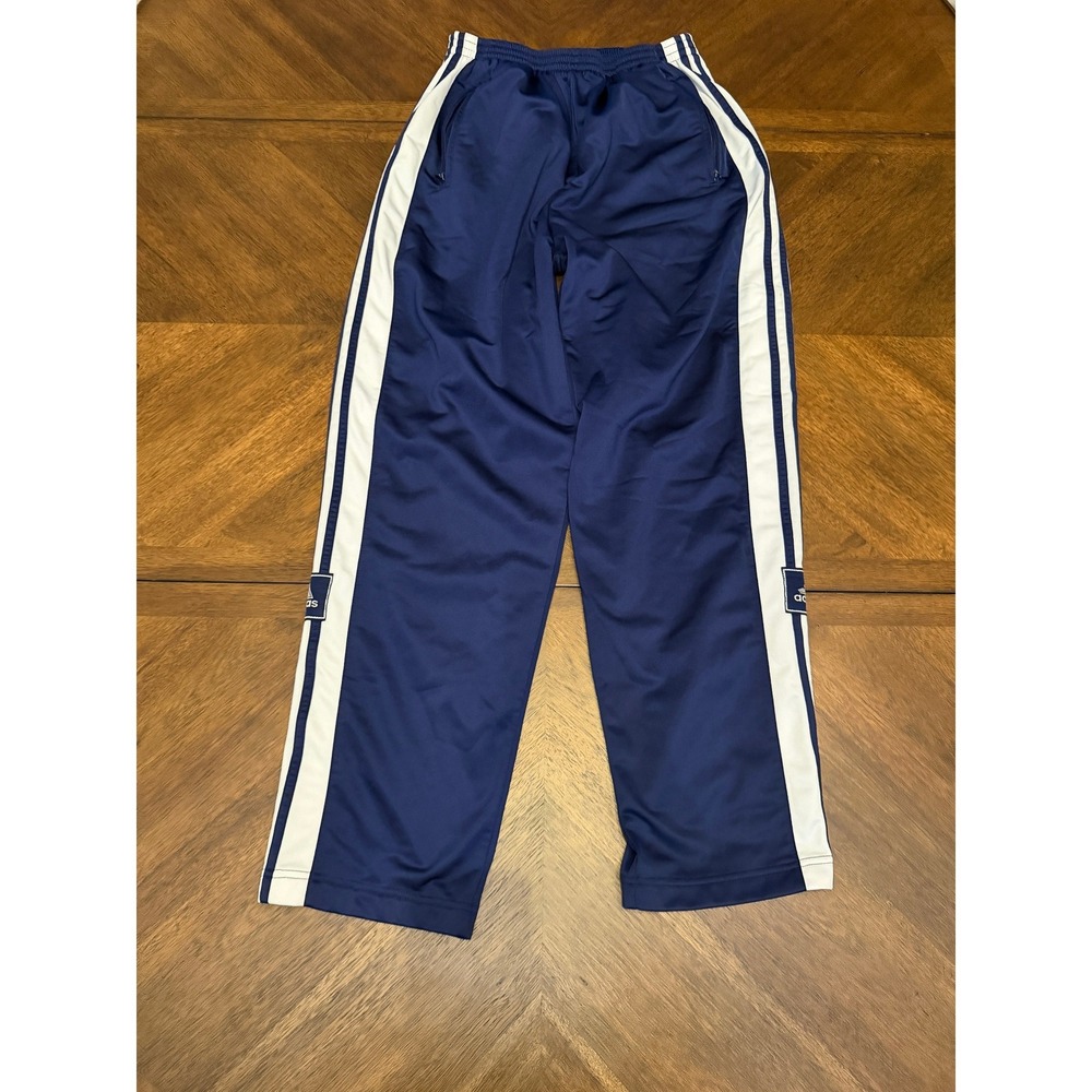 Vintage Adidas Adibreak Navy Blue Snap Button Track Pants Mens Large Retro 90s